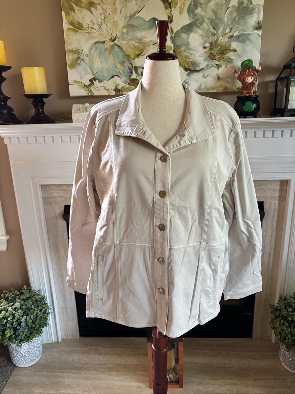 *NEW* Chico’s Charming Twill Casual Jacket - Oyster Shell - Size 20/22